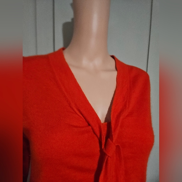 J.Crew Italian-Spun Cashmere Tie-Neck Sweater — Classic Red. Size Medium - Picture 7 of 16